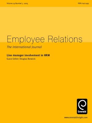 cover image of Employee Relations, Volume 25, Issue 3
